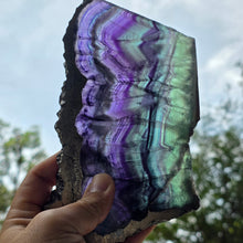 Load image into Gallery viewer, Fluorite with Pyrite Slab Display – Mental Clarity, Wealth Activation &amp; Protection
