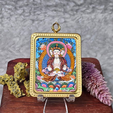 Load image into Gallery viewer, Hand-drawn Thangka Pendant – 大日如来 / Vairocana Buddha (Goat, Monkey Zodiac)
