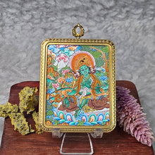 Load image into Gallery viewer, Hand-drawn Thangka Pendant – Green Tara / 绿度母
