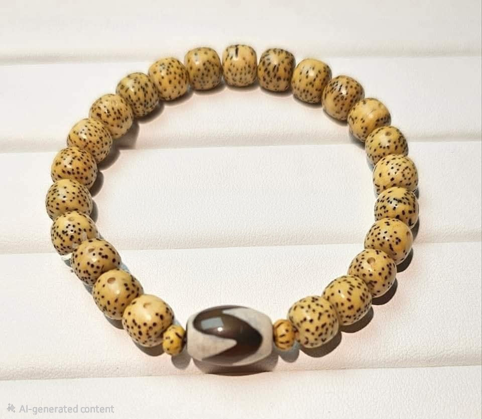 🐯✨ Xingyue Bodhi with Tiger Tooth Dzi Bead (8mm) — Strength • Protection • Clarity