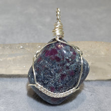 Load image into Gallery viewer, Ruby with Fuchsite &amp; Kyanite Wire Wrapped Pendant – 红宝石共生铝云母蓝晶石绕线吊坠
