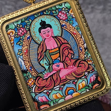 Load image into Gallery viewer, Hand-drawn Thangka Pendant – 阿弥陀佛 / Amitabha Buddha (Dog, Pig Zodiac)
