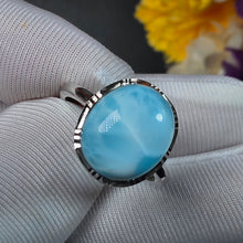 Load image into Gallery viewer, Larimar Ring (Adjustable) – 海纹石可调节戒指
