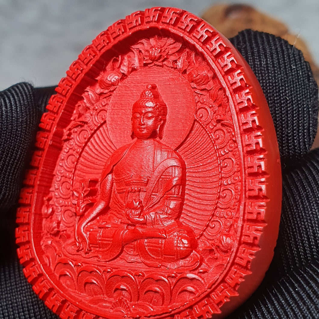 Hong Sha Cinnabar Medicine Buddha (药师佛) Pendant – Healing · Protection · Health Blessings