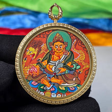 Load image into Gallery viewer, Hand-Drawn Tibetan Yellow Jambhala Pendant (Red) – 手绘藏传黄财神红色吊坠
