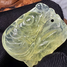 Load image into Gallery viewer, Yellow Prehnite Pendant with Carvings – 黄葡萄石雕刻吊坠
