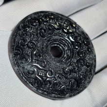 Load image into Gallery viewer, Black Wuji Jadeite Peace Buckle Pendant (Myanmar) – 缅甸乌鸡种翡翠平安扣吊坠
