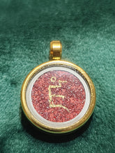 Load image into Gallery viewer, Hand Drawn small Thangka Pendant/Charm &#39;OM&#39; on Lapis Lazuli and &#39;Za&#39; on Cinnabar
